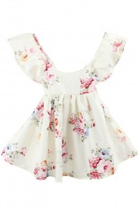 SKCC002 Order printed ruffled dresses for infants and young children Order children's dresses online Supply floral ruffled dresses detail view-6